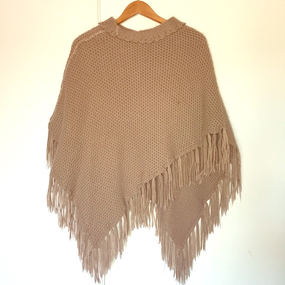 Fringed Tan Poncho